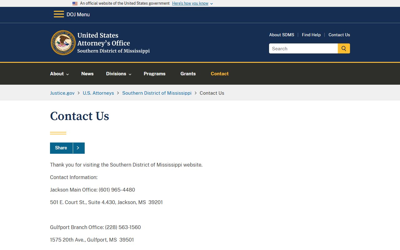 Warren County criminal court records federal contact for the U.S. Attorney office