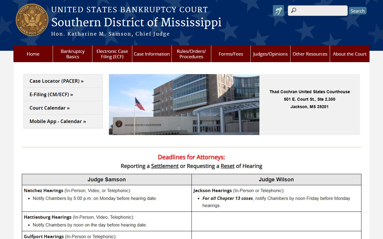 Warren County federal bankruptcy court records at the Southern District of Mississippi