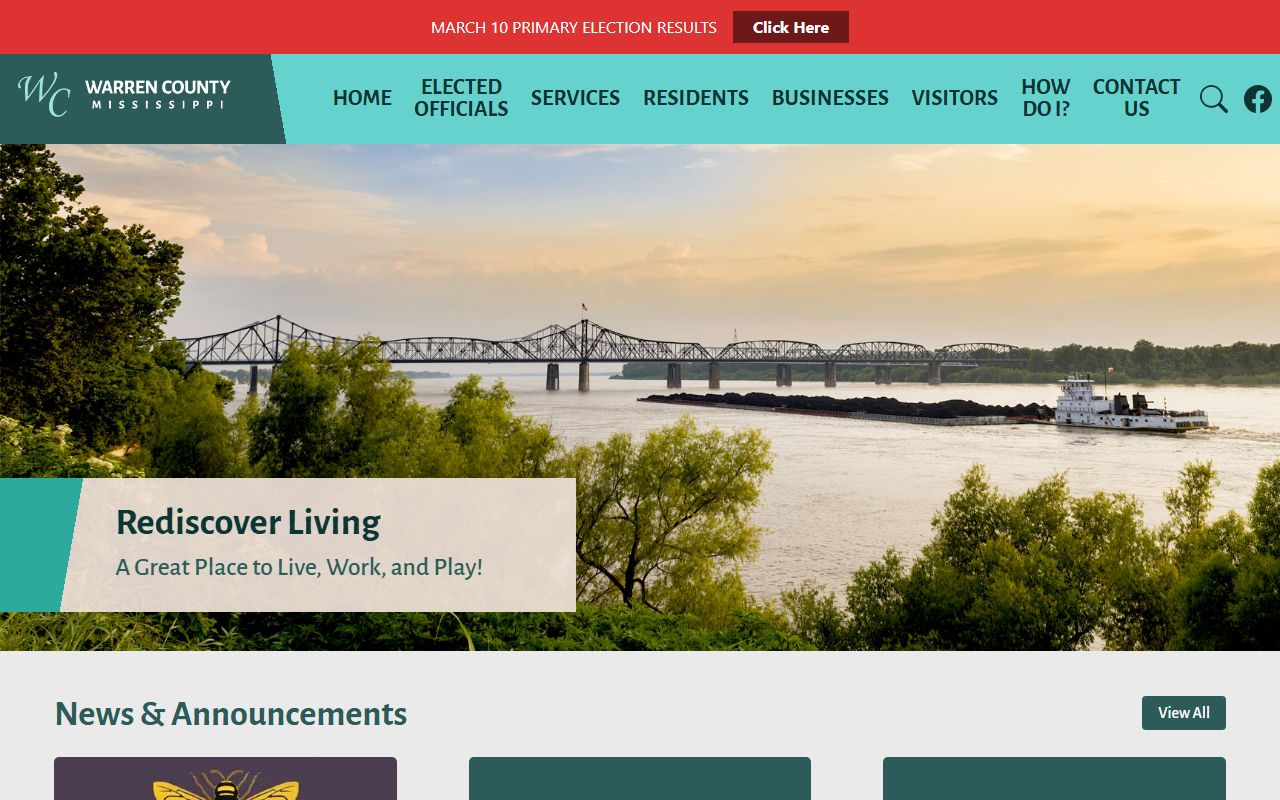 Warren County court records portal on the official county homepage