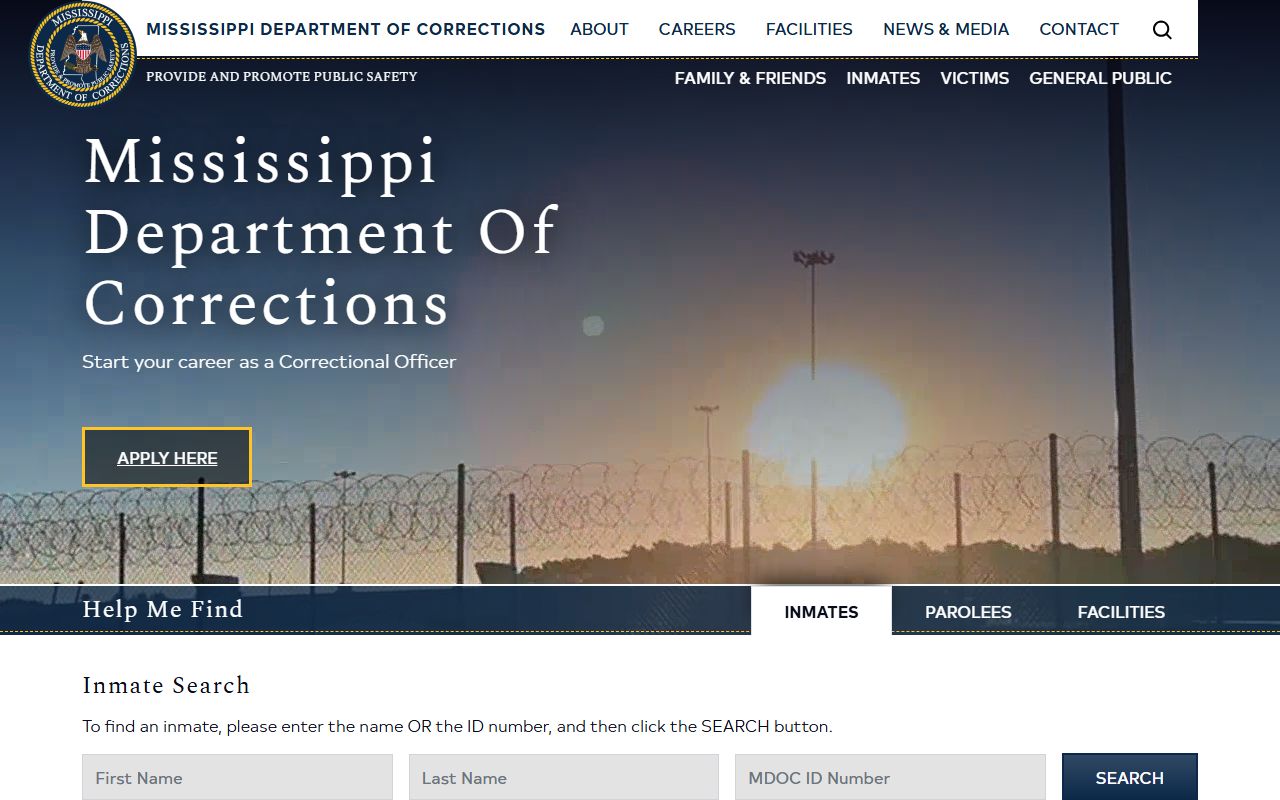 Warren County inmate records search on the Mississippi Department of Corrections homepage