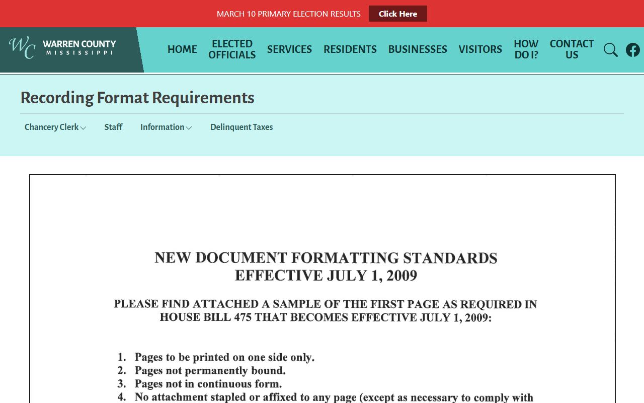 Warren County probate records Chancery recording format requirements page